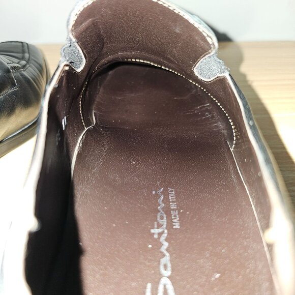 Santoni Loafer Smooth Calf Leather Mens Slip On Black Size 11 Extra Wide